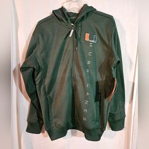 Miami Hurricanes Adult Full Zip Hooded Sweatshirt In Green Size Medium (READ)